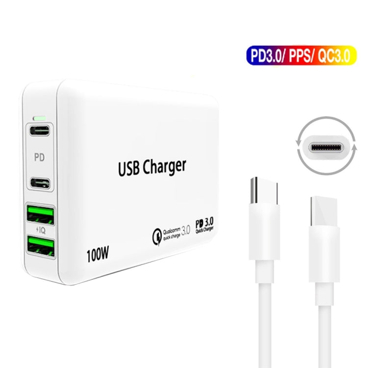 PD65W-A9 PD 65W Dual Dort USB-C / Type-C + Dual USB Charger with 5A USB-C / Type-C to USB-C / Type-C Fast Charging Cable for Apple MacBook Series EU Plug - Cable & Adapter by PMC Jewellery | Online Shopping South Africa | PMC Jewellery | Buy Now Pay Later Mobicred