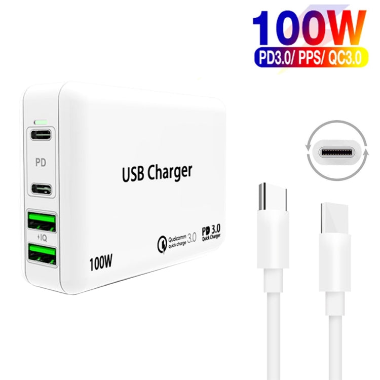 PD65W-A9 PD 65W Dual Dort USB-C / Type-C + Dual USB Charger with 5A USB-C / Type-C to USB-C / Type-C Fast Charging Cable for Apple MacBook Series UK Plug - Cable & Adapter by PMC Jewellery | Online Shopping South Africa | PMC Jewellery | Buy Now Pay Later Mobicred