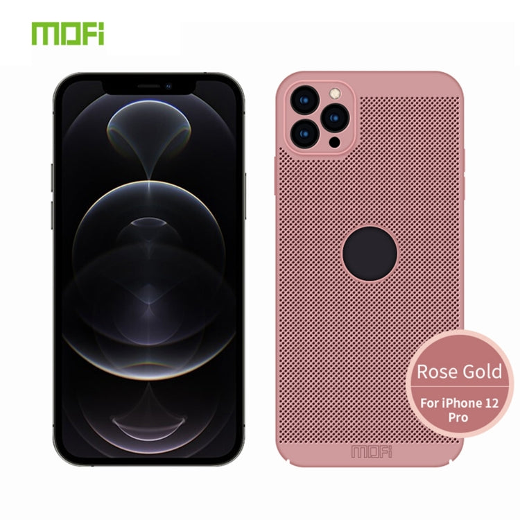 For iPhone 12 Pro MOFi Honeycomb Texture Breathable PC Shockproof Protective Back Cover Case(Rose Gold) - iPhone 12 / 12 Pro Cases by MOFI | Online Shopping South Africa | PMC TechLife