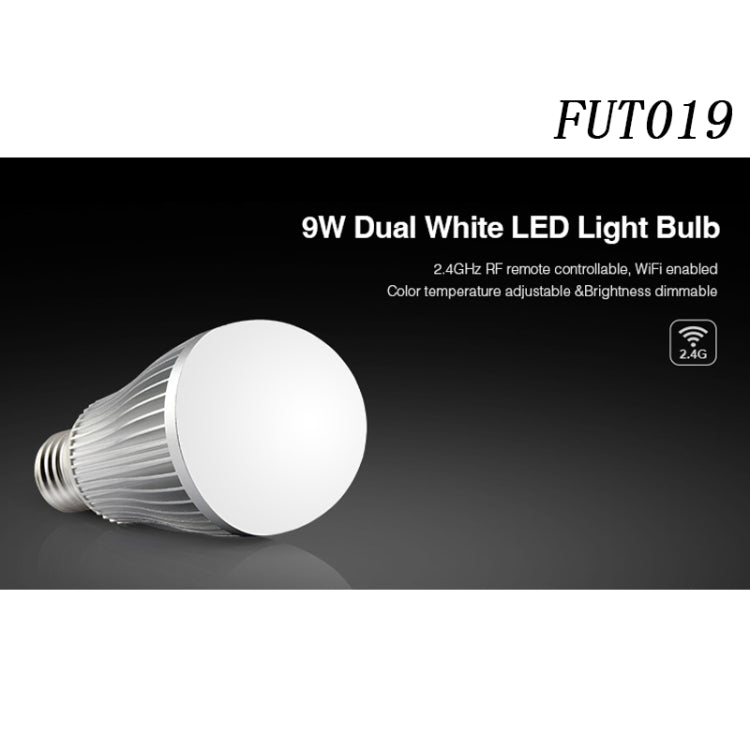 FUT019 9W Dual White LED Bulb 2.4GHZ RF Controllable Wifi Enabled CCT Adjustable Brightness Dimming E26/E27 - Smart Light Bulbs by PMC TechLife | Online Shopping South Africa | PMC TechLife | Buy Now Pay Later Mobicred