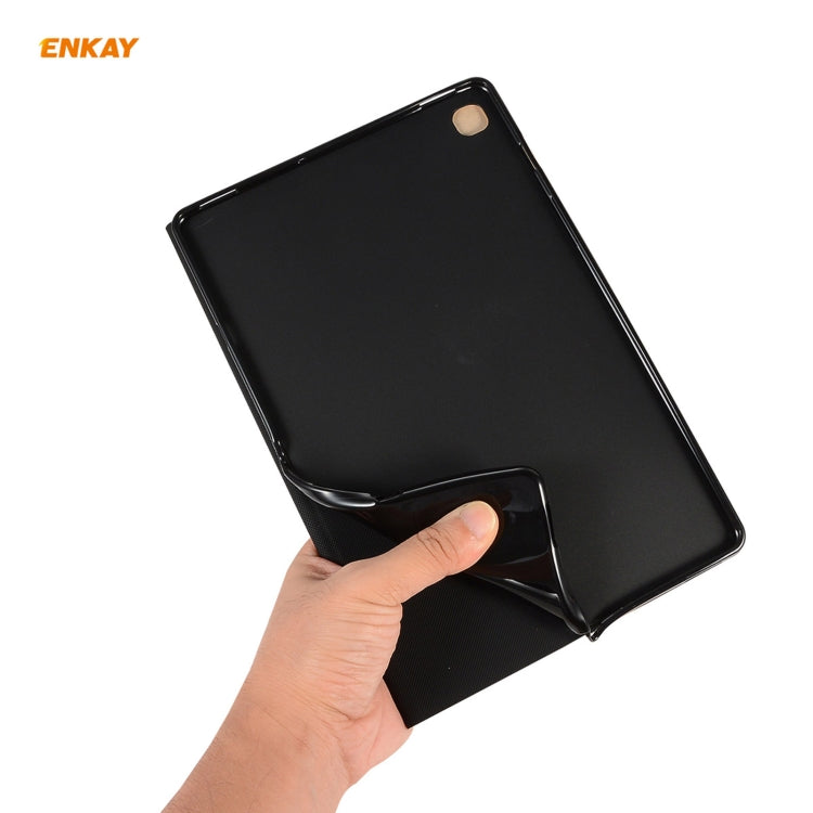 For Samsung Galaxy Tab A7 10.4 T500 / T505 2020 / 2022 ENKAY Horizontal Flip PU Leather + TPU Smart Case with Holder & Sleep / Wake-up Function(Black) - free shipping - PMc TechLife - Order now!