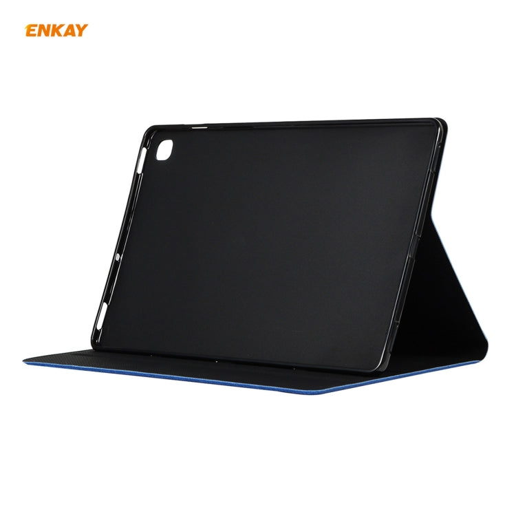 For Samsung Galaxy Tab A7 10.4 T500 / T505 2020 / 2022 ENKAY Coarse Cloth Pattern PU Leather + TPU Smart Case with Holder & Sleep / Wake-up Function(Black) - free shipping - PMc TechLife - Order now!