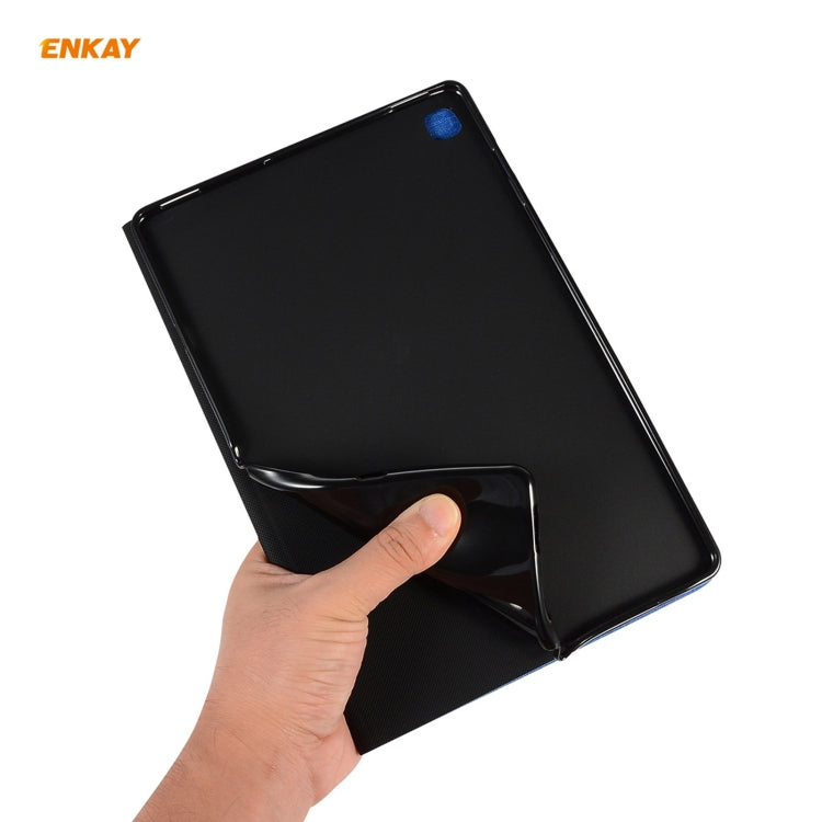 For Samsung Galaxy Tab A7 10.4 T500 / T505 2020 / 2022 ENKAY Coarse Cloth Pattern PU Leather + TPU Smart Case with Holder & Sleep / Wake-up Function(Black) - free shipping - PMc TechLife - Order now!