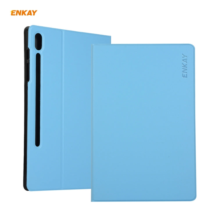 For Samsung Galaxy Tab S8 / Galaxy Tab S7 11.0 T870 / T875 ENKAY Horizontal Flip PU Leather + TPU Smart Case with Holder & Sleep / Wake-up Function(Light Blue) - free shipping - PMc TechLife - Order now!