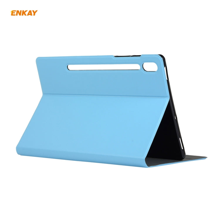 For Samsung Galaxy Tab S8 / Galaxy Tab S7 11.0 T870 / T875 ENKAY Horizontal Flip PU Leather + TPU Smart Case with Holder & Sleep / Wake-up Function(Light Blue) - free shipping - PMc TechLife - Order now!