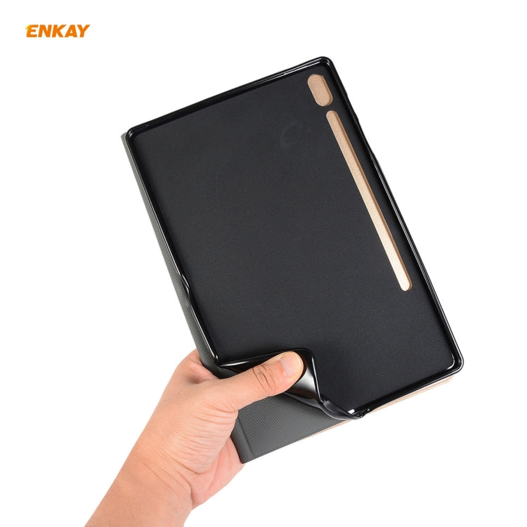 For Samsung Galaxy Tab S8 / Galaxy Tab S7 11.0 T870 / T875 ENKAY Horizontal Flip PU Leather + TPU Smart Case with Holder & Sleep / Wake-up Function(Cyan) - free shipping - PMc TechLife - Order now!