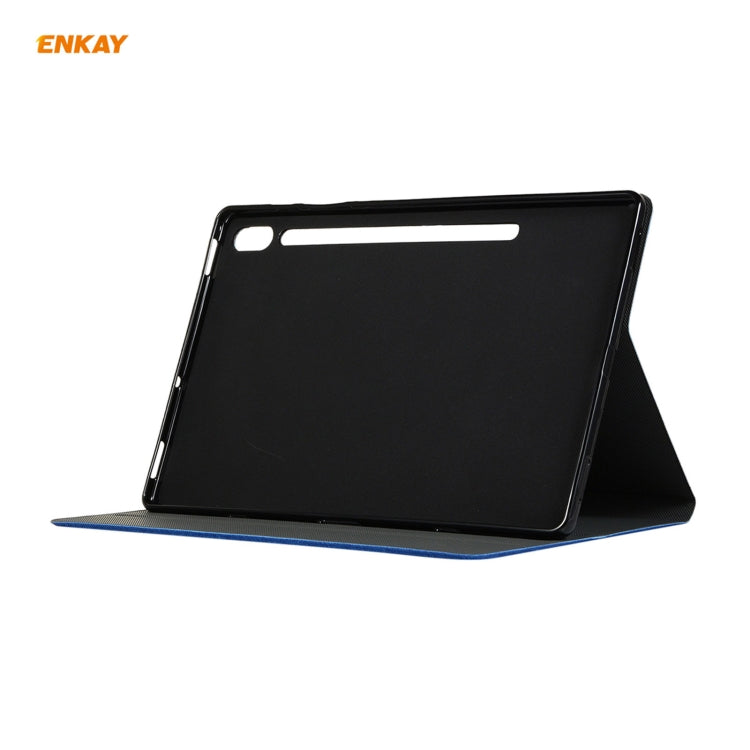 For Samsung Galaxy Tab S8 / Galaxy Tab S7 11.0 T870 / T875 ENKAY Coarse Cloth Pattern PU Leather + TPU Smart Case with Holder & Sleep / Wake-up Function(Black) - free shipping - PMc TechLife - Order now!