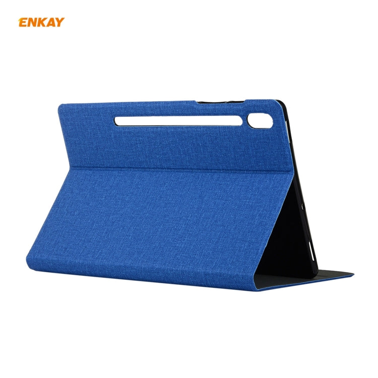 For Samsung Galaxy Tab S8 / Galaxy Tab S7 11.0 T870 / T875 ENKAY Coarse Cloth Pattern PU Leather + TPU Smart Case with Holder & Sleep / Wake-up Function(Black) - free shipping - PMc TechLife - Order now!
