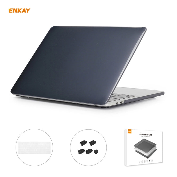 ENKAY 3 in 1 Crystal Laptop Protective Case + US Version TPU Keyboard Film + Anti-dust Plugs Set for MacBook Pro 13.3 inch A1708 (without Touch Bar)(Black) - free shipping - PMC Jewellery - Order now!