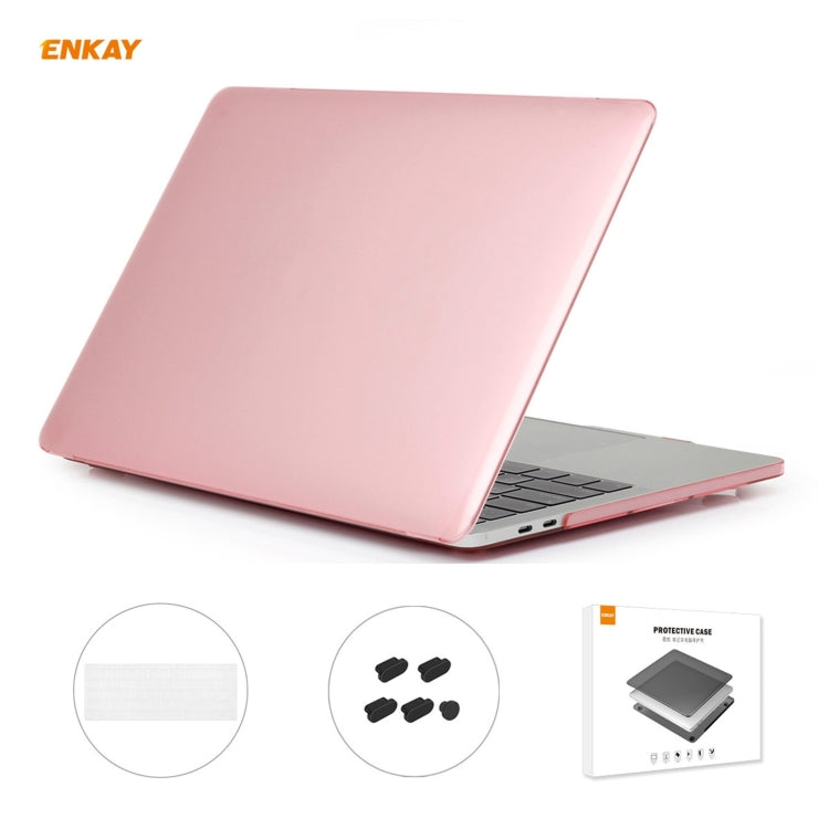 ENKAY 3 in 1 Crystal Laptop Protective Case + EU Version TPU Keyboard Film + Anti-dust Plugs Set for MacBook Pro 13.3 inch A1706 / A1989 / A2159 (with Touch Bar)(Pink) - free shipping - PMC Jewellery - Order now!
