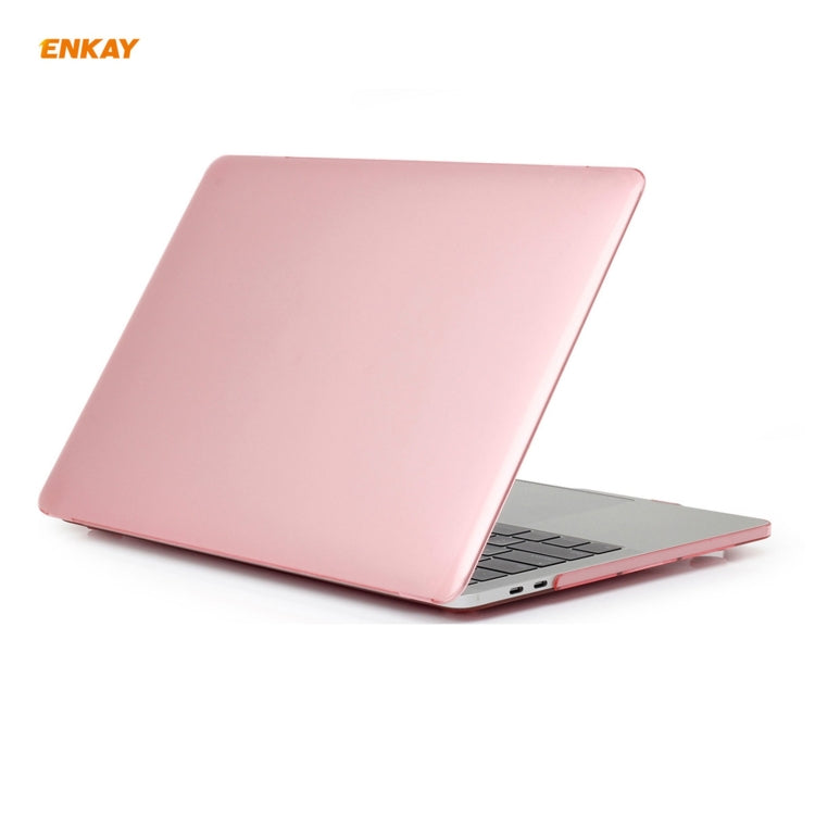 ENKAY 3 in 1 Crystal Laptop Protective Case + EU Version TPU Keyboard Film + Anti-dust Plugs Set for MacBook Pro 13.3 inch A1706 / A1989 / A2159 (with Touch Bar)(Pink) - free shipping - PMC Jewellery - Order now!