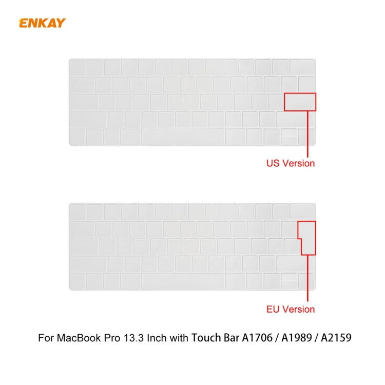 ENKAY 3 in 1 Matte Laptop Protective Case + US Version TPU Keyboard Film + Anti-dust Plugs Set for MacBook Pro 13.3 inch A1706 / A1989 / A2159 (with Touch Bar)(Black) - free shipping - PMC Jewellery - Order now!