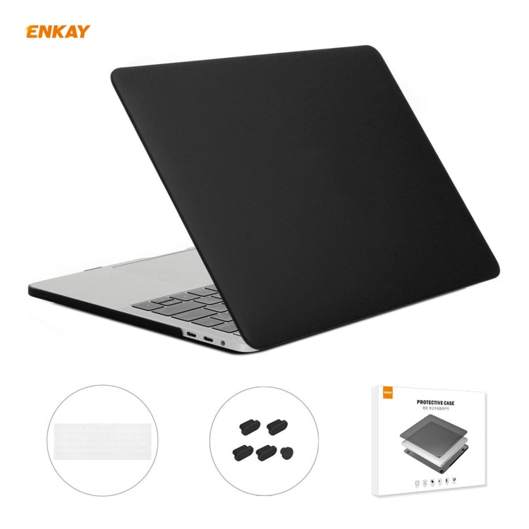 ENKAY 3 in 1 Matte Laptop Protective Case + EU Version TPU Keyboard Film + Anti-dust Plugs Set for MacBook Pro 13.3 inch A1706 / A1989 / A2159 (with Touch Bar)(Black) - free shipping - PMC Jewellery - Order now!
