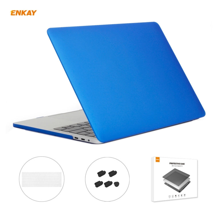 ENKAY 3 in 1 Matte Laptop Protective Case + EU Version TPU Keyboard Film + Anti-dust Plugs Set for MacBook Pro 13.3 inch A1706 / A1989 / A2159 (with Touch Bar)(Dark Blue) - free shipping - PMC Jewellery - Order now!