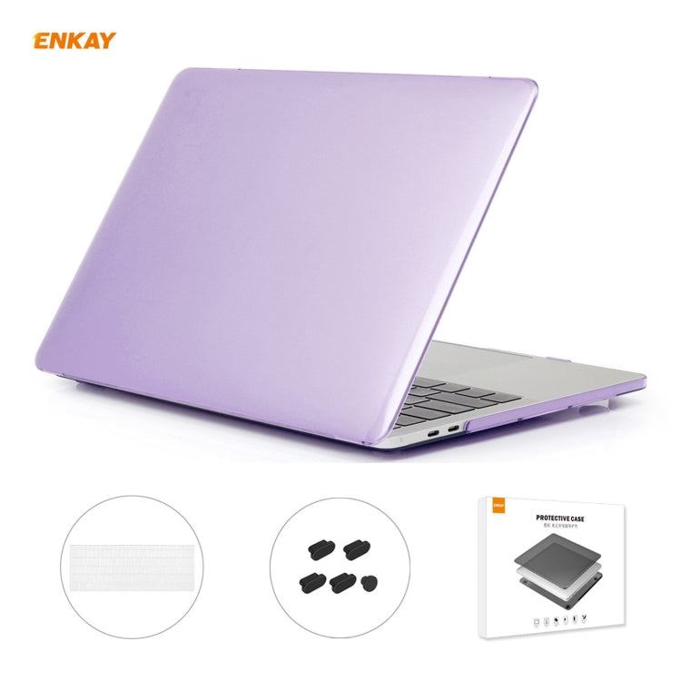 ENKAY 3 in 1 Crystal Laptop Protective Case + US Version TPU Keyboard Film + Anti-dust Plugs Set for MacBook Pro 13.3 inch A1706 / A1989 / A2159 (with Touch Bar)(Purple) - free shipping - PMC Jewellery - Order now!