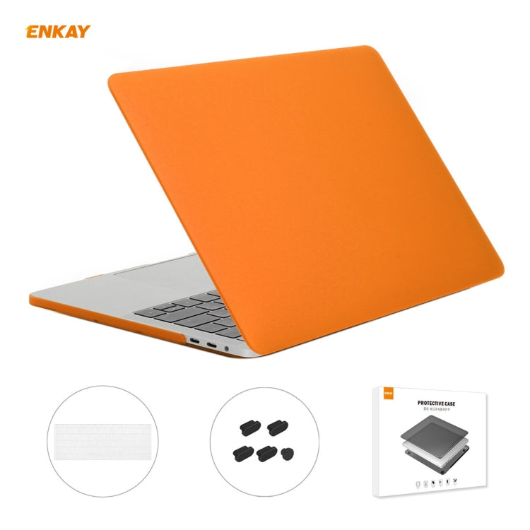 ENKAY 3 in 1 Matte Laptop Protective Case + US Version TPU Keyboard Film + Anti-dust Plugs Set for MacBook Pro 15.4 inch A1707 & A1990 (with Touch Bar)(Orange) - free shipping - PMC Jewellery - Order now!