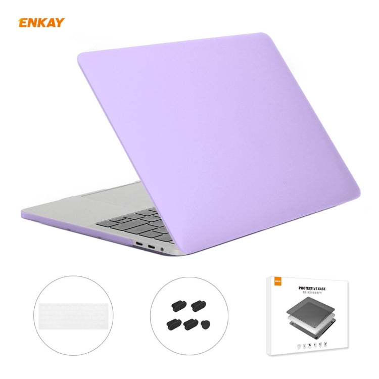 ENKAY 3 in 1 Matte Laptop Protective Case + EU Version TPU Keyboard Film + Anti-dust Plugs Set for MacBook Pro 15.4 inch A1707 & A1990 (with Touch Bar)(Purple) - free shipping - PMC Jewellery - Order now!