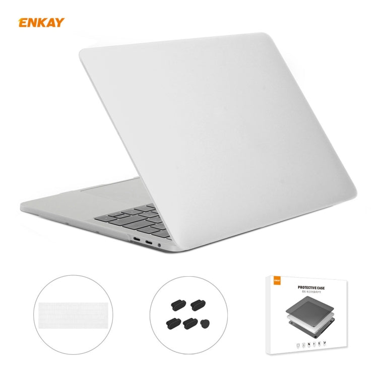 ENKAY 3 in 1 Matte Laptop Protective Case + EU Version TPU Keyboard Film + Anti-dust Plugs Set for MacBook Pro 15.4 inch A1707 & A1990 (with Touch Bar)(White) - free shipping - PMC Jewellery - Order now!