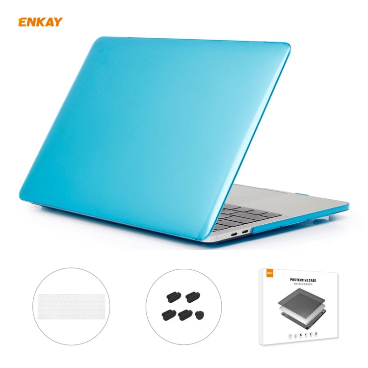 ENKAY 3 in 1 Crystal Laptop Protective Case + US Version TPU Keyboard Film + Anti-dust Plugs Set for MacBook Pro 15.4 inch A1707 & A1990 (with Touch Bar)(Light Blue) - free shipping - PMC Jewellery - Order now!