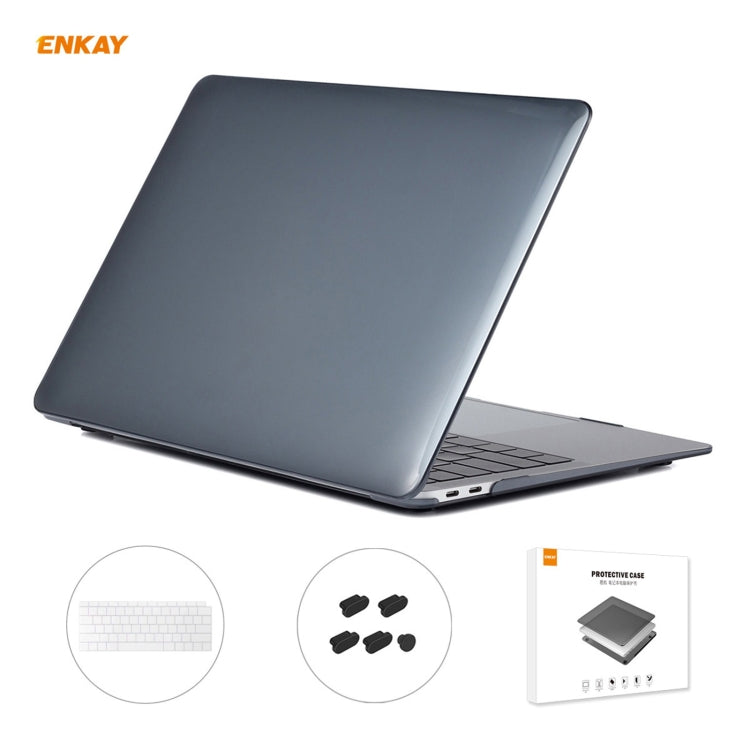 ENKAY 3 in 1 Crystal Laptop Protective Case + US Version TPU Keyboard Film + Anti-dust Plugs Set for MacBook Air 13.3 inch A1932 (2018)(Black) - free shipping - PMC Jewellery - Order now!