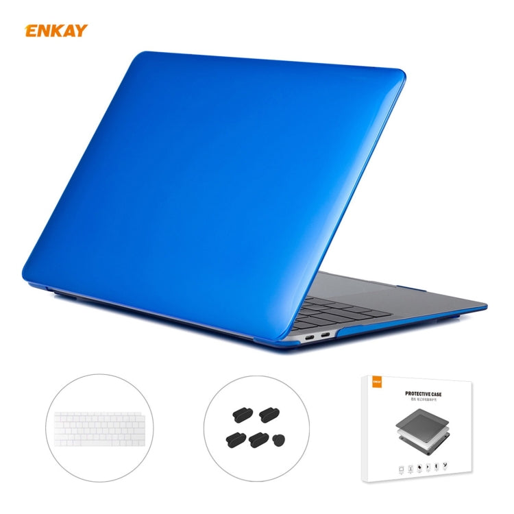 ENKAY 3 in 1 Crystal Laptop Protective Case + US Version TPU Keyboard Film + Anti-dust Plugs Set for MacBook Air 13.3 inch A1932 (2018)(Dark Blue) - free shipping - PMC Jewellery - Order now!