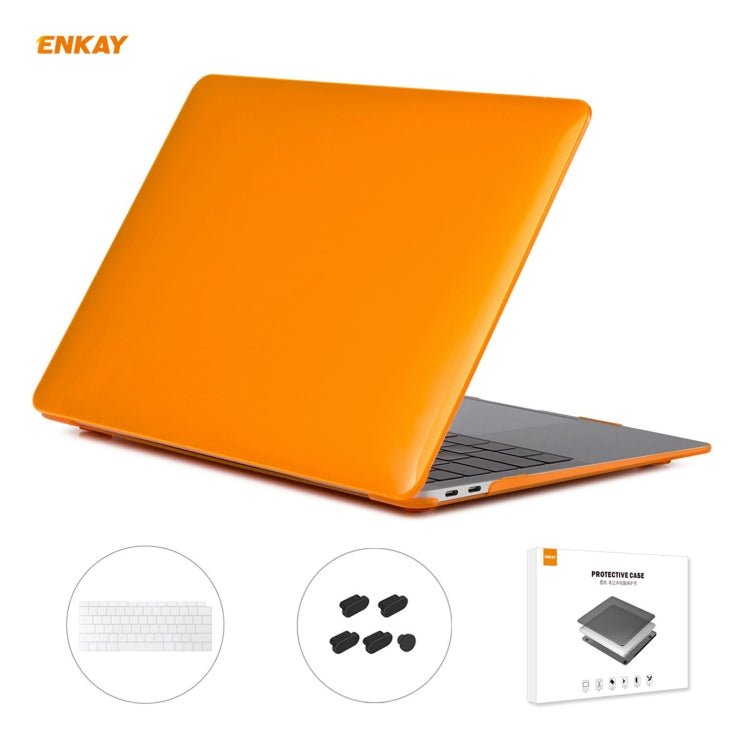 ENKAY 3 in 1 Crystal Laptop Protective Case + US Version TPU Keyboard Film + Anti-dust Plugs Set for MacBook Air 13.3 inch A1932 (2018)(Orange) - free shipping - PMC Jewellery - Order now!