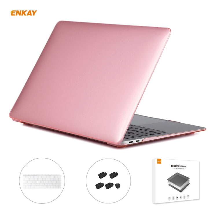 ENKAY 3 in 1 Crystal Laptop Protective Case + US Version TPU Keyboard Film + Anti-dust Plugs Set for MacBook Air 13.3 inch A1932 (2018)(Pink) - free shipping - PMC Jewellery - Order now!