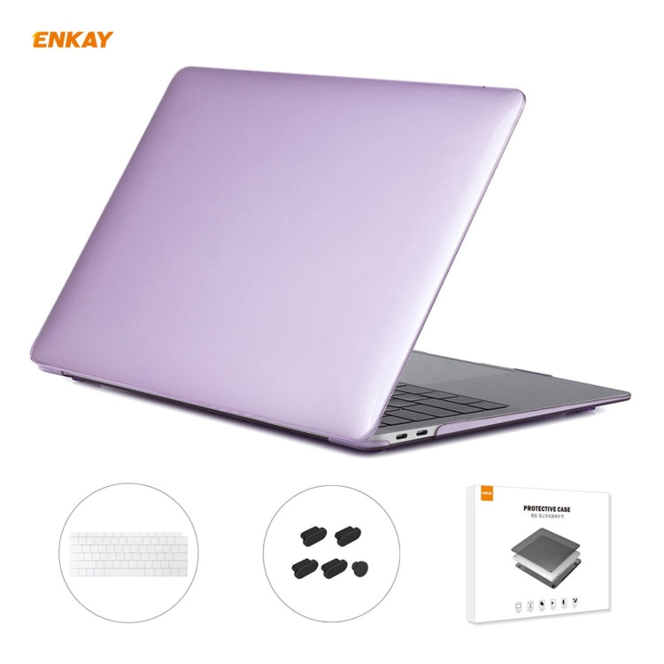 ENKAY 3 in 1 Crystal Laptop Protective Case + US Version TPU Keyboard Film + Anti-dust Plugs Set for MacBook Air 13.3 inch A1932 (2018)(Purple) - free shipping - PMC Jewellery - Order now!