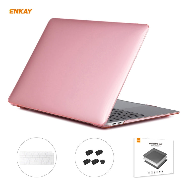 For MacBook Air 13.3 inch A1932 2018 ENKAY 3 in 1 Crystal Laptop Protective Case and EU Version TPU Keyboard Film and Anti-dust Plugs Set(Pink) - free shipping - PMC Jewellery - Order now!