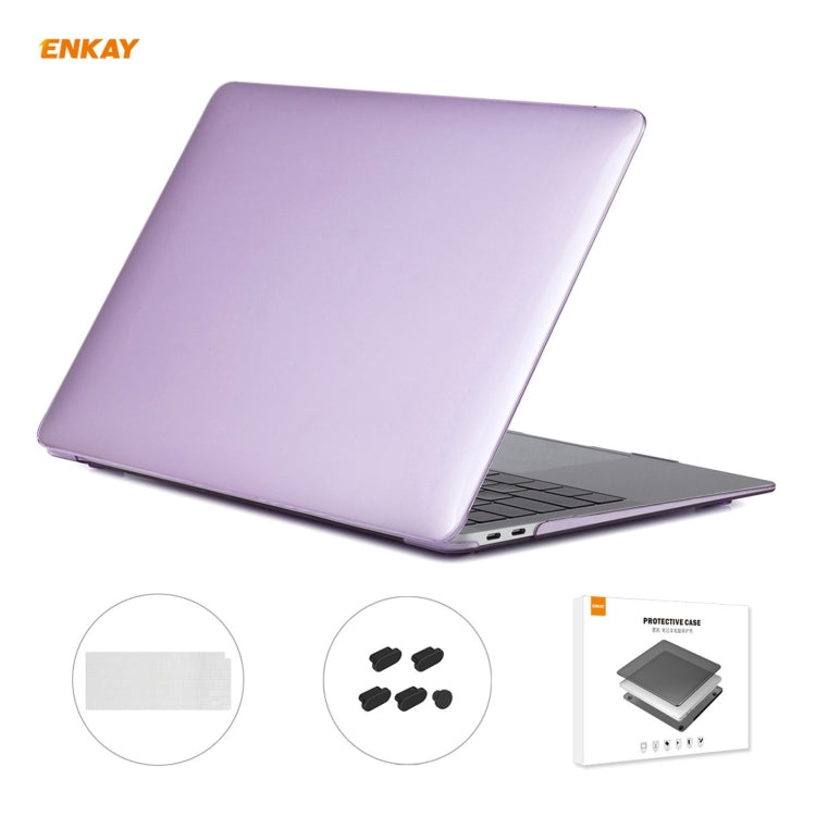 For MacBook Air 13.3 inch A2179 & A2337 2020 ENKAY 3 in 1 Crystal Laptop Protective Case + EU Version TPU Keyboard Film + Anti-dust Plugs Set(Purple) - free shipping - PMC Jewellery - Order now!