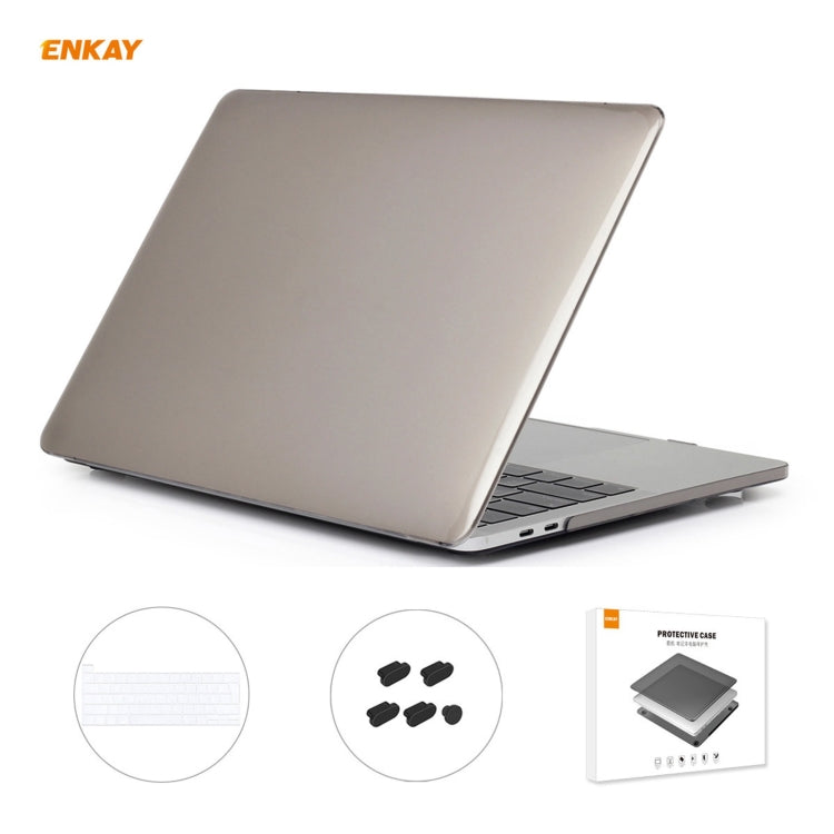 ENKAY 3 in 1 Crystal Laptop Protective Case + EU Version TPU Keyboard Film + Anti-dust Plugs Set for MacBook Pro 13.3 inch A2251 & A2289 & A2338 (with Touch Bar)(Grey) - free shipping - PMC Jewellery - Order now!