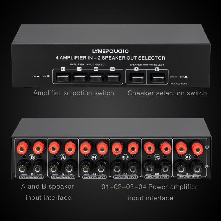 B042 4-in 2-out Power Amplifier Sound Switcher Loudspeaker Switch Distributor, 300W Per Channel Lossless Sound Quality - free shipping - PMC Jewellery - Order now!