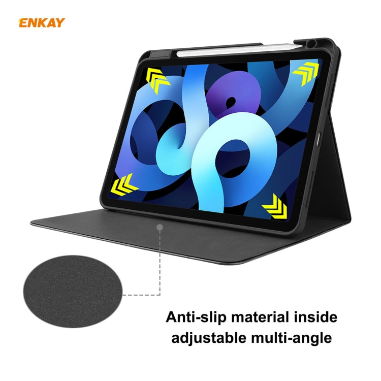 ENKAY ENK-8024 Cow Texture PU Leather + TPU Smart Case with Pen Slot foriPad Air 2022 / 2020 10.9 / iPad Pro 11 (2018)(Grey) - free shipping - PMc TechLife - Order now!
