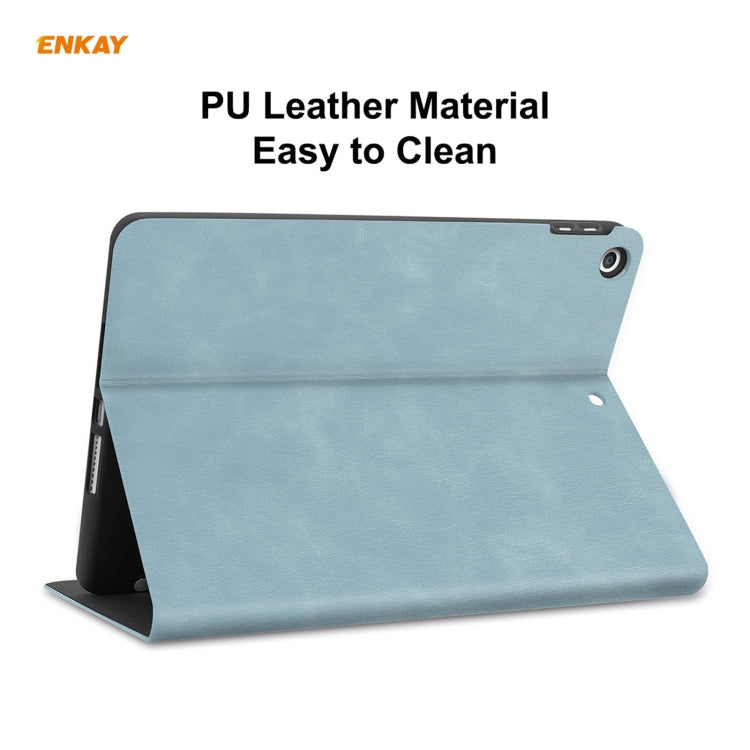 For iPad 10.2 2021 / 2020 / 2019 ENKAY ENK-8023 Cow Texture PU Leather + TPU Smart Case with Pen Slot(Sky Blue) - free shipping - PMc TechLife - Order now!