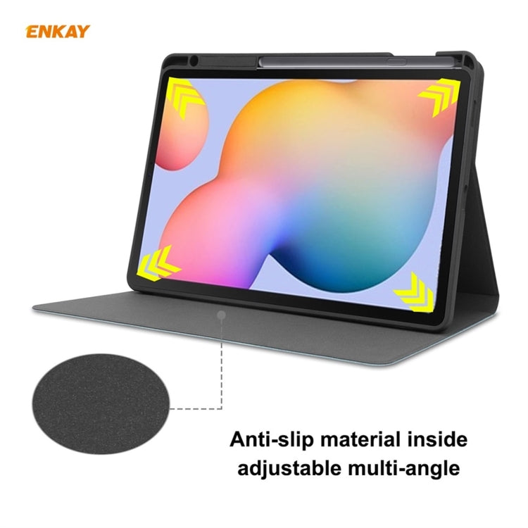 ENKAY ENK-8025 Cow Texture PU Leather + TPU Smart Case with Pen Slot for Samsung Galaxy Tab S6 Lite P610 / P615 / Tab S6 Lite 2022 / P613 / P619(Dark Blue) - free shipping - PMc TechLife - Order now!