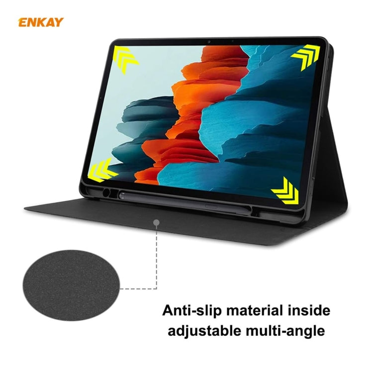 ENKAY ENK-8026 Cow Texture PU Leather + TPU Smart Case with Pen Slot for Samsung Galaxy Tab S8 / Galaxy Tab S7 11.0 T870 / T875(Dark Blue) - free shipping - PMc TechLife - Order now!