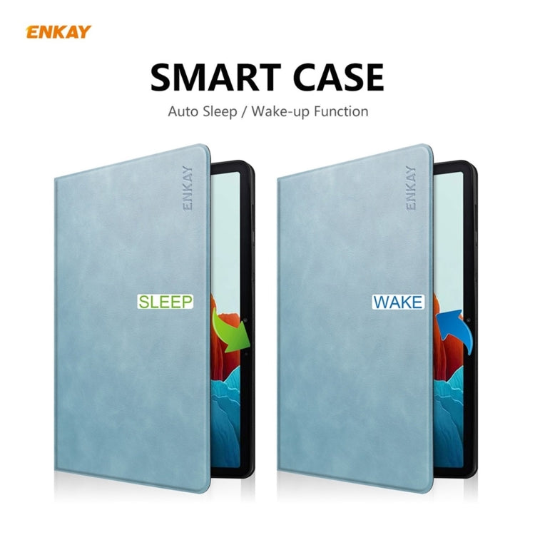 ENKAY ENK-8026 Cow Texture PU Leather + TPU Smart Case with Pen Slot for Samsung Galaxy Tab S8 / Galaxy Tab S7 11.0 T870 / T875(Sky Blue) - free shipping - PMc TechLife - Order now!