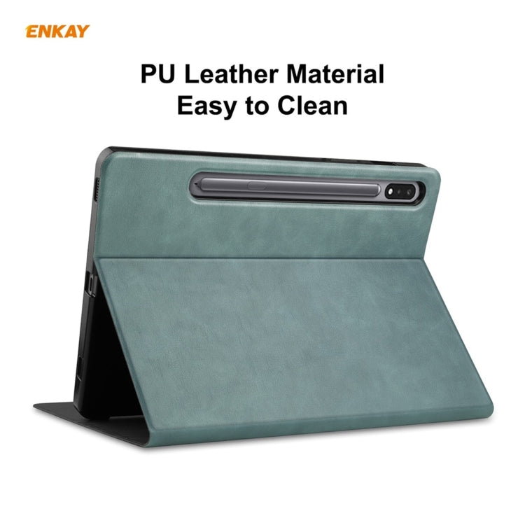 ENKAY ENK-8026 Cow Texture PU Leather + TPU Smart Case with Pen Slot for Samsung Galaxy Tab S8 / Galaxy Tab S7 11.0 T870 / T875(Green) - free shipping - PMc TechLife - Order now!