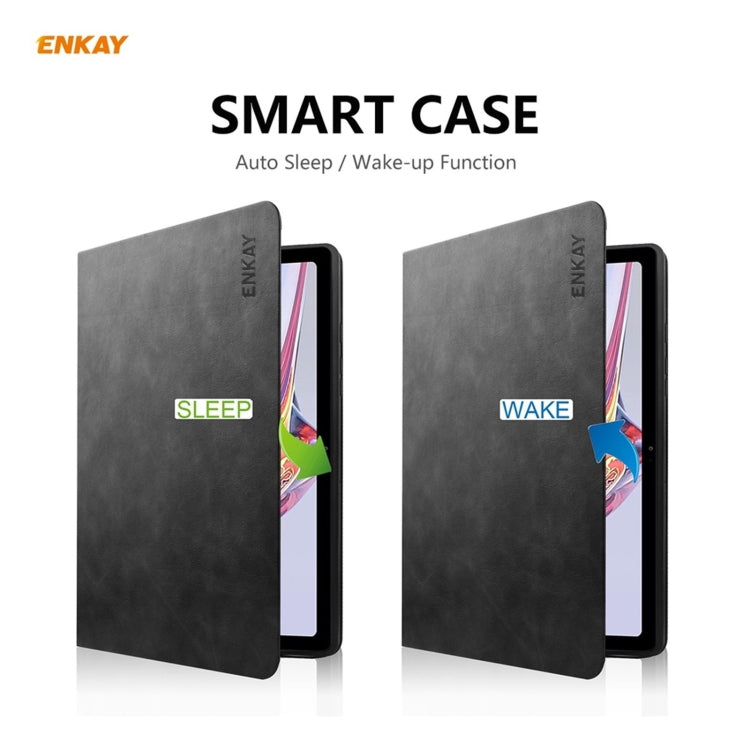 For Samsung Galaxy Tab A7 10.4 T500 / T505 2020 / 2022 ENKAY Cow Texture TPU Leather Smart Case(Black) - free shipping - PMc TechLife - Order now!