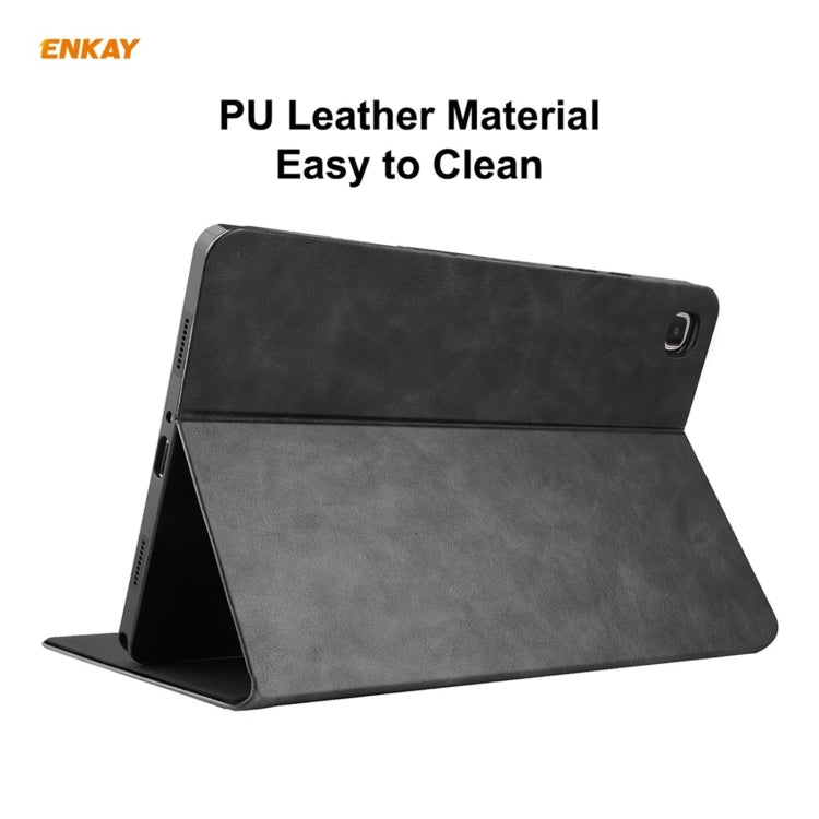 For Samsung Galaxy Tab A7 10.4 T500 / T505 2020 / 2022 ENKAY Cow Texture TPU Leather Smart Case(Black) - free shipping - PMc TechLife - Order now!