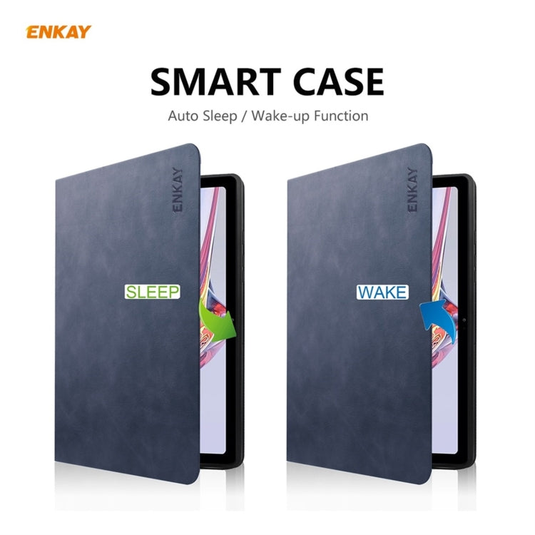 For Samsung Galaxy Tab A7 10.4 T500 / T505 2020 / 2022 ENKAY Cow Texture TPU Leather Smart Case(Dark Blue) - free shipping - PMc TechLife - Order now!
