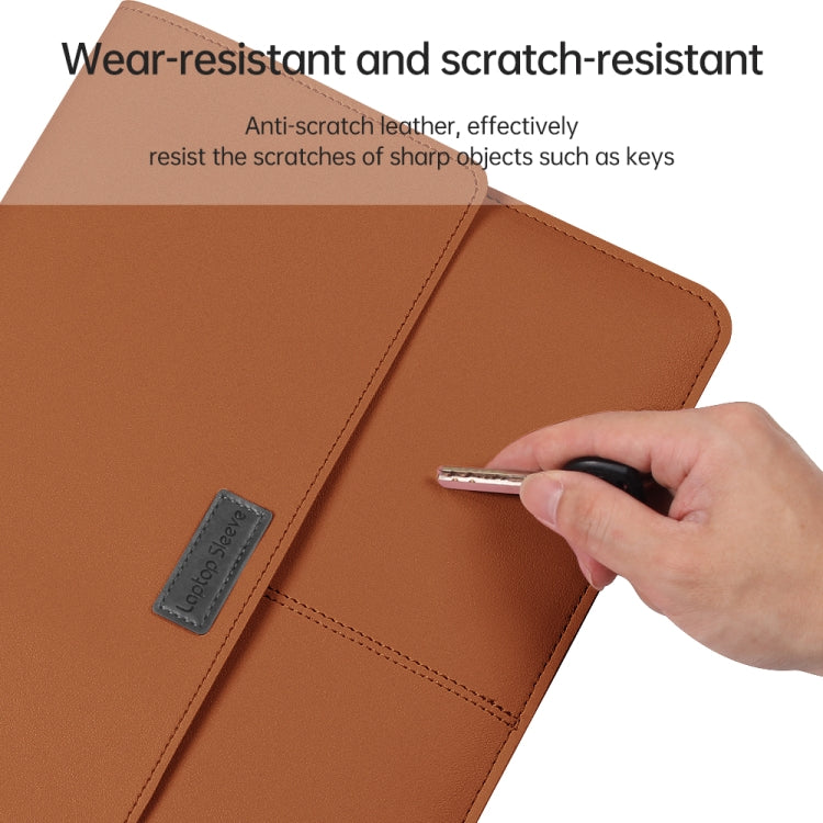 Litchi Pattern PU Leather Waterproof Ultra-thin Protection Liner Bag Briefcase Laptop Carrying Bag for 13-14 inch Laptops(ROSE GOLD) - 13.3 inch by PMC TechLife | Online Shopping South Africa | PMC TechLife | Buy Now Pay Later Mobicred