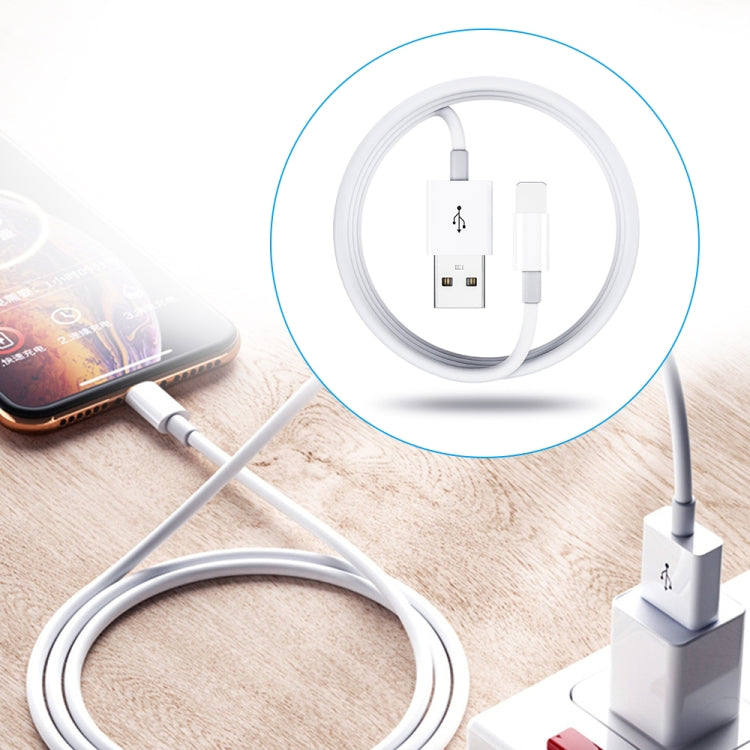 Dual USB Portable Travel Charger + 1 Meter USB to 8 Pin Data Cable, EU Plug(White) - USB Charger by PMC Jewellery | Online Shopping South Africa | PMC Jewellery | Buy Now Pay Later Mobicred