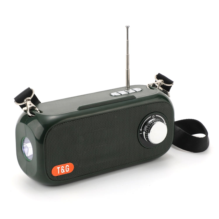 T&G TG613 TWS Solar Portable Bluetooth Speakers with LED Flashlight, Support TF Card / FM / AUX / U Disk(Dark Green) - free shipping - PMC Jewellery - Order now!