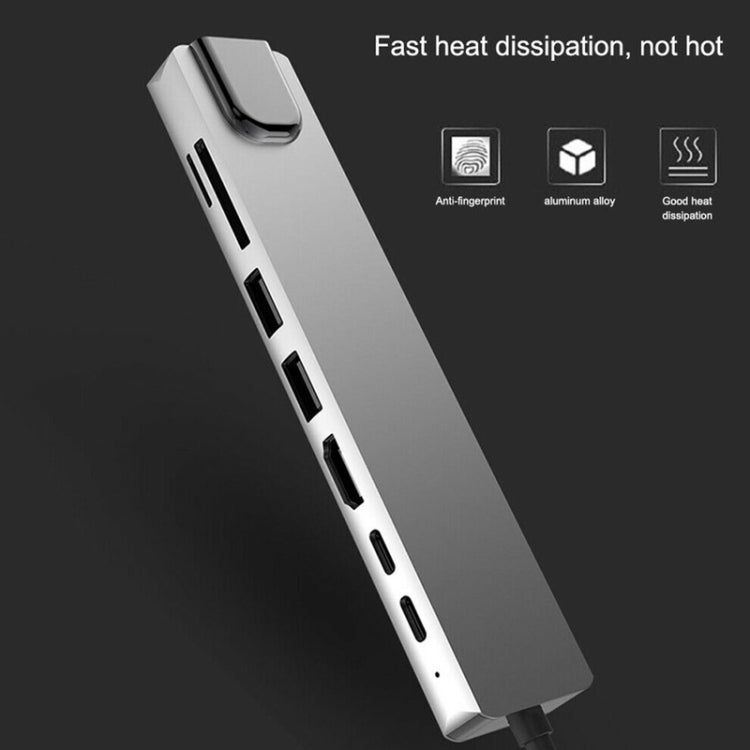 Aluminum Alloy 8 in 1 Multi HD USB 3.0 USB-C Hub Adapter Charging SD PD and TF RJ45 Card Reader Adapter for MacBook Pro Air - USB HUB by PMC Jewellery | Online Shopping South Africa | PMC Jewellery | Buy Now Pay Later Mobicred