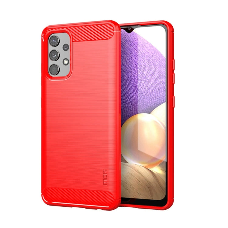 For Samsung Galaxy A32 4G(EU Version) MOFI Gentleness Series Brushed Texture Carbon Fiber Soft TPU Case(Red) - Galaxy Phone Cases by MOFI | Online Shopping South Africa | PMC TechLife
