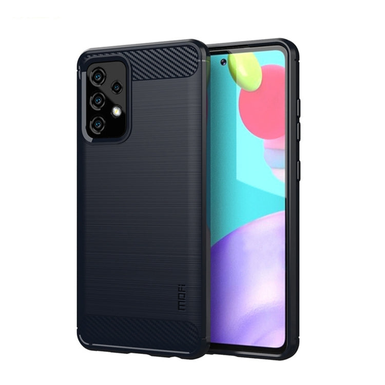 For Samsung Galaxy A52 5G/4G MOFI Gentleness Series Brushed Texture Carbon Fiber Soft TPU Case(Blue) - free shipping - PMC TechLife - Order now!