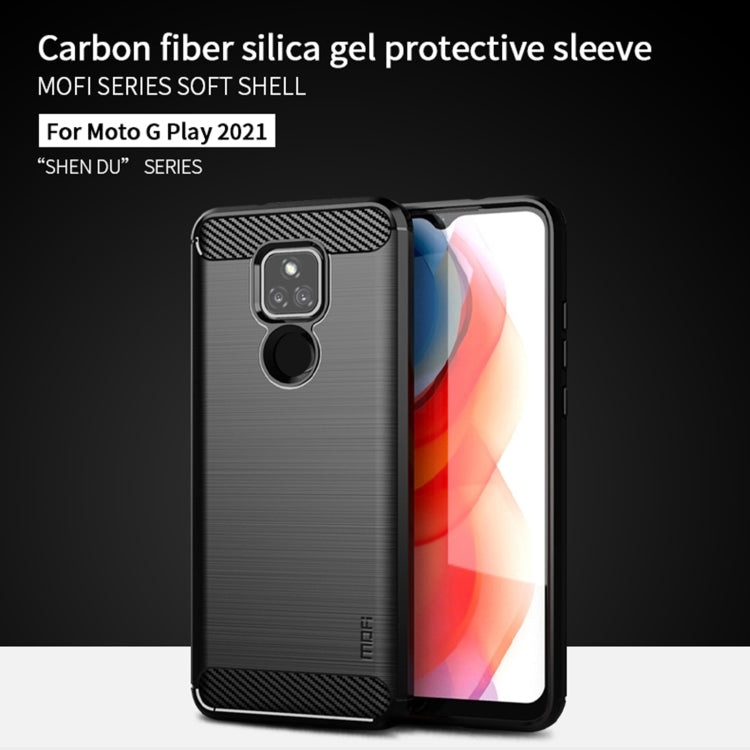 For Motorola Moto G Play 2021 MOFI Gentleness Series Brushed Texture Carbon Fiber Soft TPU Case(Red) - Motorola Cases by MOFI | Online Shopping South Africa | PMC TechLife | Buy Now Pay Later Mobicred