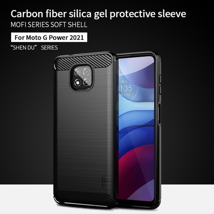 For Motorola Moto G Power 2021 MOFI Gentleness Series Brushed Texture Carbon Fiber Soft TPU Case(Blue) - free shipping - PMC TechLife - Order now!