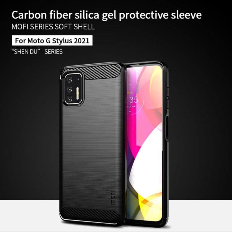 For Motorola Moto G Stylus 2021 MOFI Gentleness Series Brushed Texture Carbon Fiber Soft TPU Case(Black) - Motorola Cases by MOFI | Online Shopping South Africa | PMC TechLife | Buy Now Pay Later Mobicred